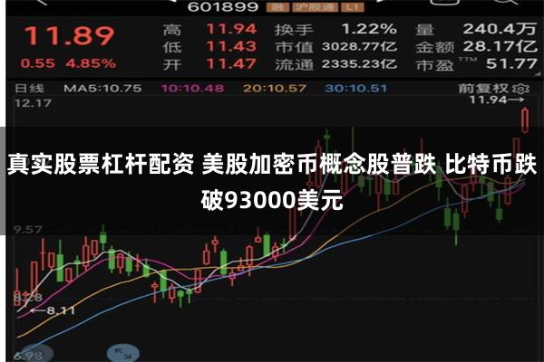 真实股票杠杆配资 美股加密币概念股普跌 比特币跌破93000